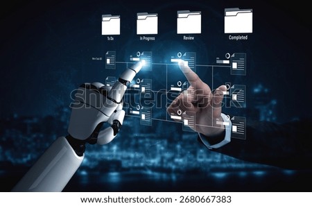 AI managing task workflow system, tracking document progress, analyzing productivity levels, and automating the status flow across structured project stages. Vouch