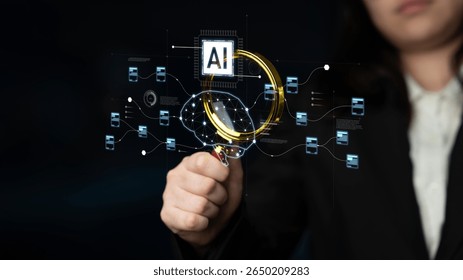 AI neural network and data processing system visualizing artificial intelligence with brain structure, chip, and connected data blocks for computation and learning Latch - Powered by Shutterstock - Get 15% off with code: PIKWIZARD15
