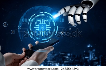 AI on a quantum computer processor, the future of technology. The architecture of a quantum computer revolutionizes high-performance AI computing. Motif