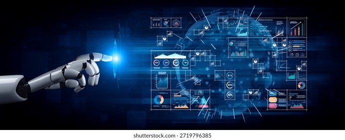 An AI powered big data visualization and business analytics grid. A complex collection of AI charts for comprehensive company reporting. Motif