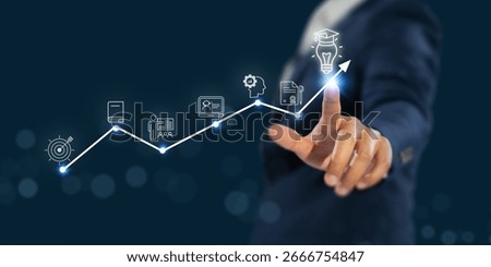 AI powered personalized E-Learning concept. Digital transformation of education through personalized E-Learning by AI and machine learning. Online education, skill development and graduation.