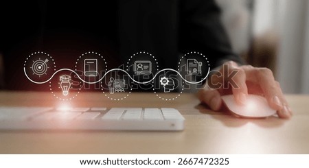 AI powered personalized E-Learning concept. Digital transformation of education through personalized E-Learning by AI and machine learning. Online education, skill development and graduation.