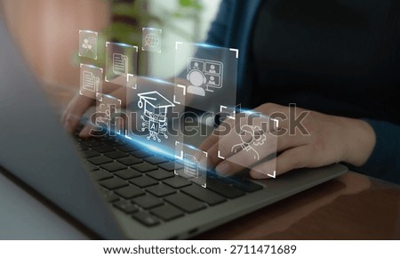 AI powered personalized learning, adaptive learning and digital education technology. AI learning icon, personalized education, e-learning technology, digital training and intelligent learning system.