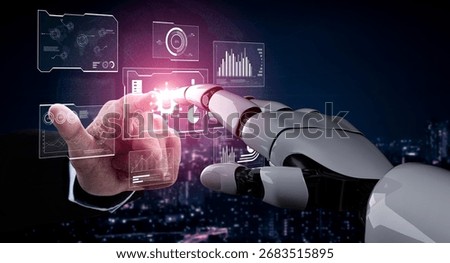AI reading big data visualization dashboard, analyzing insights, identifying patterns, and generating strategic decisions through automated data interpretation. Vouch