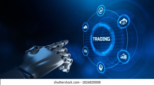 AI Robotic Trader Financial Forex Trading Automation Concept.