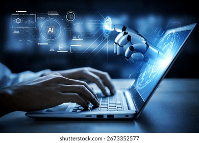 AI system interacting with artificial intelligence interface, processing data, executing algorithms, and enhancing automation with advanced artificial intelligence functions. Vouch