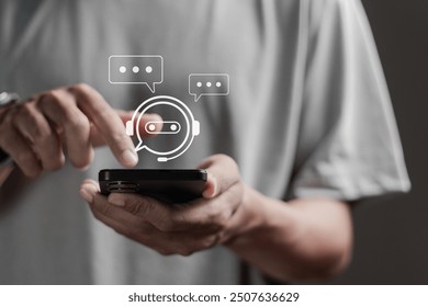 AI tech chatbot concept. Digital chatbot, Artificial intelligence technology automatically responds to online messages to help customers instantly.