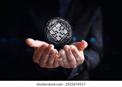 Ai technocarcy data processing Global business, finances, computing and data processing concept digitally 