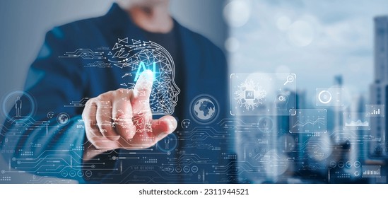 AI technology concept, artificial intelligence and machine learning concept. Modern technology, business people analyzing big data on virtual interface. data science business intelligence - Shutterstock ID 2311944521