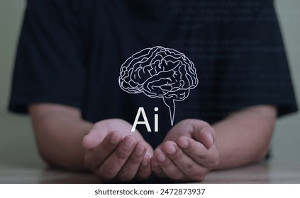 AI technology concept, artificial intelligence technology for technology smart robot science. innovation futuristic.