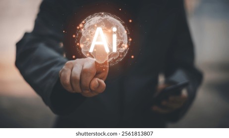 Ai Technology concept, Ai tech System. Chatbot intelligence Ai. Chat with AI Artificial Intelligence, developed by OpenAI generate. Futuristic technology, robot in online system.