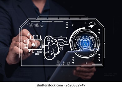 Ai technology innovation business sector digital interface cybersecurity data protection concept