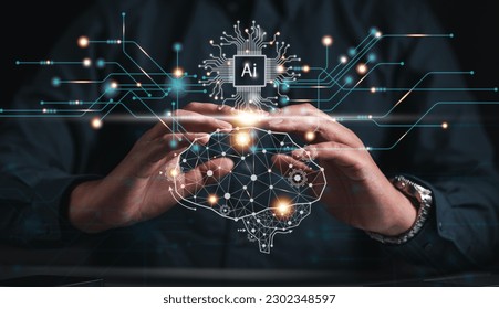 ai, technology, neural, processor, network, artificial intelligence, innovation, innovative, unit, system. at hands neural network artificial intelligence link to chip processor. innovative innovation