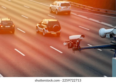Ai tracking traffic automobile, Camera that controls speeding cars and speeding on the road. The camera reads the speed, Artificial intelligence that tracks traffic, a car that recognizes the speed