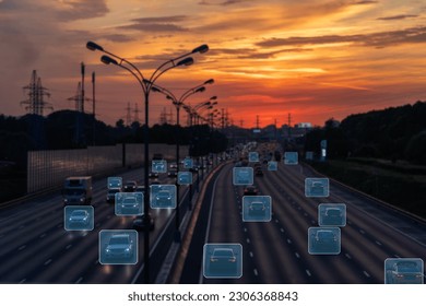Ai tracking traffic automobile, Camera that controls speeding cars and speeding on the road. Camera recognizes cars on highway