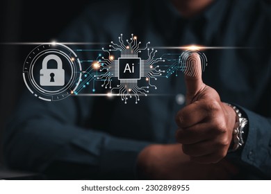 ai, unit, technology, processor, artificial intelligence, innovation, central processing unit, innovative, process, neural. touching to unlock padlock for artificial intelligence machine learning.