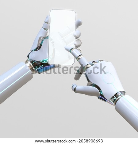 AI using glass phone, futuristic digital device