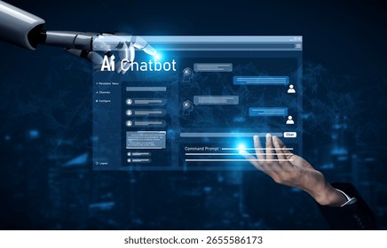 AI Virtual Assistant Artificial Intelligence Chatbot Controlled by Prompt Engineering for Explainable Generative AI information and LLM Deep Learning Technology for Smart Business Work Support. Vouch