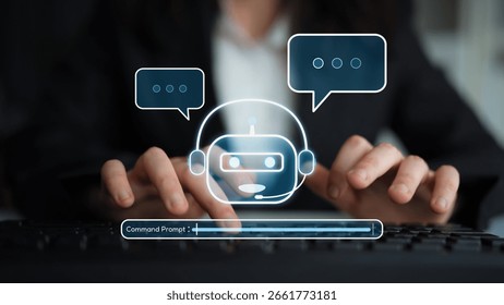 AI Virtual Assistant Artificial Intelligence Chatbot Controlled by Prompt Engineering for Explainable Generative AI information and LLM Deep Learning Technology for Smart Business Work Support. Muxer
