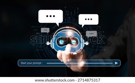 AI Virtual Assistant Artificial Intelligence Chatbot Controlled by Prompt Engineering for Explainable Generative AI information and LLM Deep Learning Technology for Smart Business Work Support. Spline