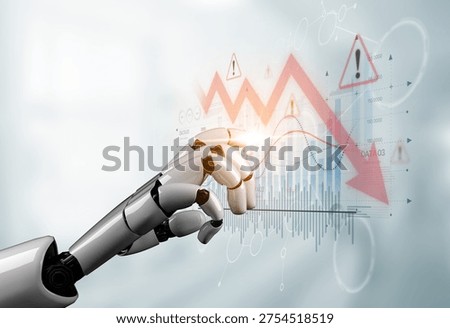 AI visualizes economic caution with smart graphs, alert icons, and data trend analysis, helping businesses respond to financial instability and risk. Artificial intelligence spline