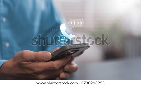AI Voice Assistant Calling Interface on Smartphone Mobile Communication Technology with Virtual Support Chatbot Automated Phone Service and Smart Digital Interaction