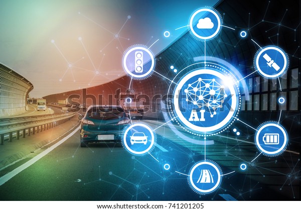 AI(Artificial Intelligence and automotive\
technology. Autonomous\
car.