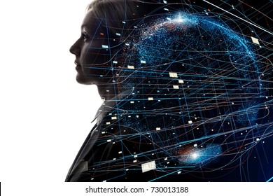 AI(Artificial Intelligence) concept. Holographic earth and digital pattern.