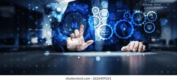 AI-Driven Automation and Innovation Process Illustrated on a Digital Interface. - Powered by Shutterstock - Get 15% off with code: PIKWIZARD15