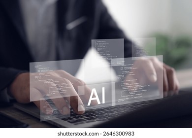 AI-driven web development and programming Abstract program code digital concept