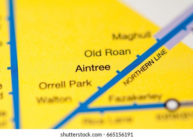 Aintree Station. Liverpool Metro Map.