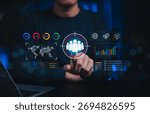 AI-powered customer targeting and data analytics concept with digital interface and target audience. symbolizing marketing strategy, segmentation, CRM, personalization, business intelligence platforms