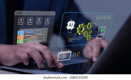 AI-powered Document Management System (DMS) for business process automation. Professional managing digital document workflow, approval, and ensuring corporate compliance online.