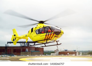 Air ambulance helicopter taking off to an emergency operation                    