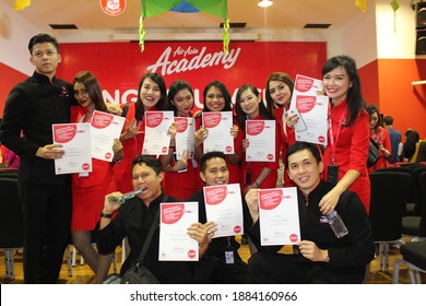 Air Asia X Cabin Crew Or Flight Attendant Training Graduation.  Aur Asia Center Of Excellence Academy Sepang Malayasia October 2014