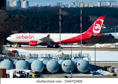 Air Berlin Airbus A330-223, Registration D-ALPD, Manufacturer Serial Number (MSN): 493, Is Parked At The Berlin Tegel Airport. Berlin, Germany March 30, 2013.