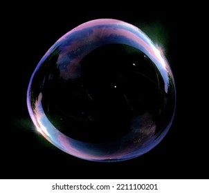 Air Bubbles Isolated on Black Background. Colorful bubbles circles abstract on black background illustration. Soap bubbles foamy realistic with rainbow colors