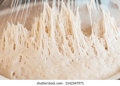 Air Bubbles In Sourdough Dough. Yeast Product Growth.