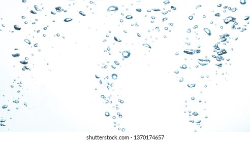 air bubbles water on white background.