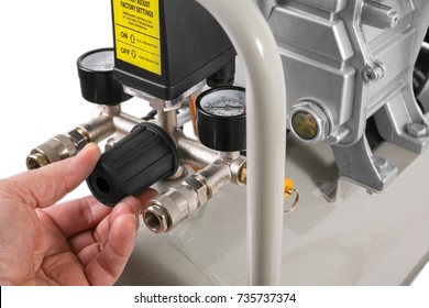 Air Compressor on white background - compressor control valve
