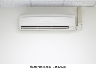 Air Conditioner (AC) Indoor Unit Or Evaporator And Wall Mounted . That Is Part Of Mini Split System Or Ductless System Type. For Removing Heat And Moisture From Room. Including With Pvc Line Cover.