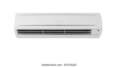Air conditioner (AC) indoor unit or evaporator and wall mounted . That is part of mini split system or ductless system type. For removing heat and moisture from room. Isolated on white background.