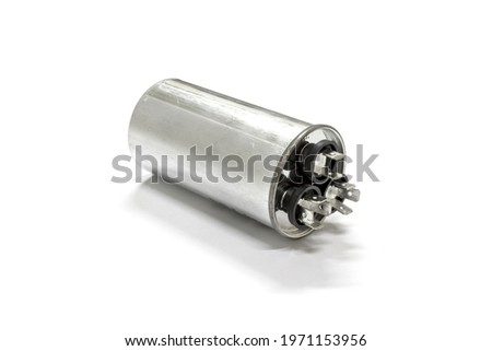 Air conditioner capacitor, isolated, Home appliances repair service.