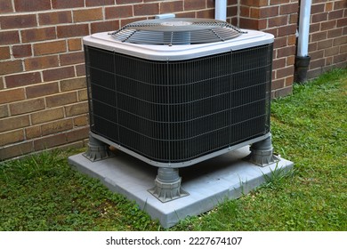 air conditioner near the new house cold fan install supply modern system electrical outside wall - Shutterstock ID 2227674107