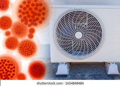 Air Conditioning And Increased The Molecules Of The Coronavirus. Airborne Pathway Of Transmission Of Pathogens. Coronavirus 2019-nCoV From China.