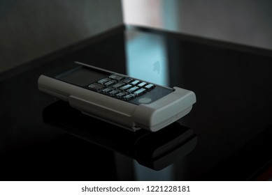 Air conditioning  remote control put on table in living room 