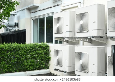 Air conditioning unit or compressor installed outside a building