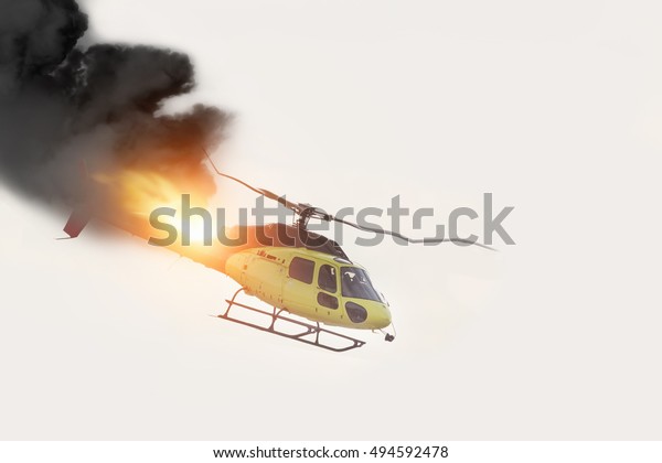 Air Crash. Burning\
falling helicopter