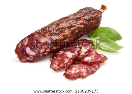 Air dried sausage, isolated on white background