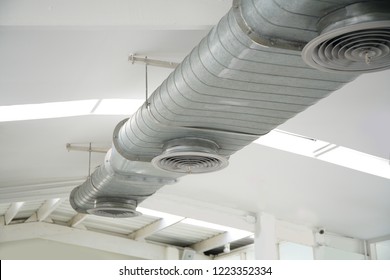 Air duct. Air Condition pipe line system flow industrial design, in white room